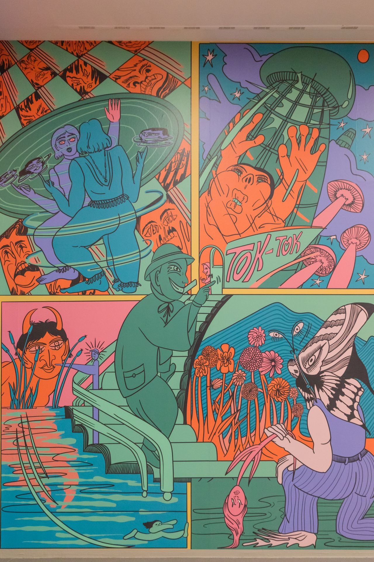 Los detalles del mural de la ilustradora Raisa Álava en Artium