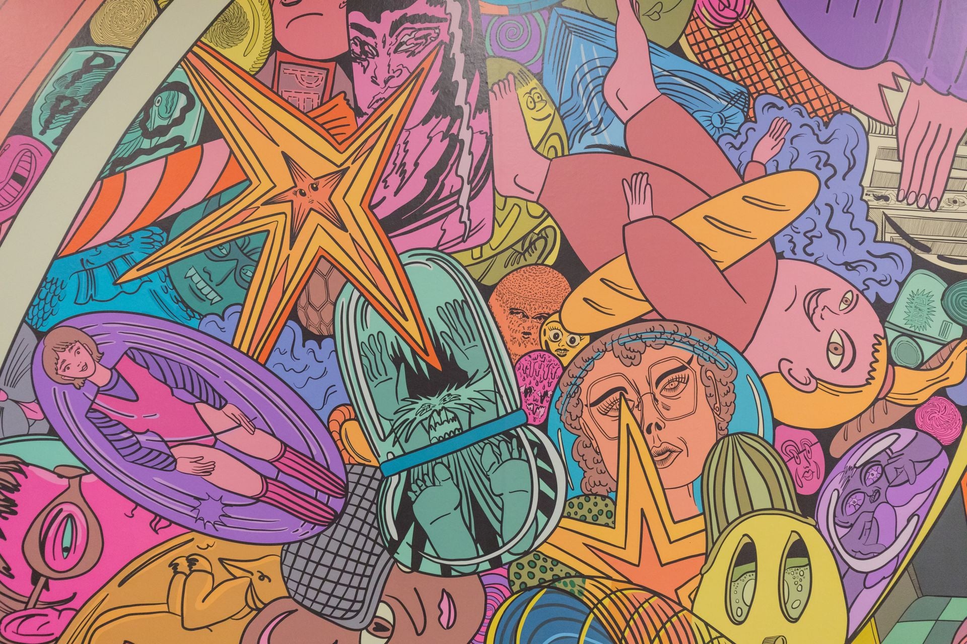 Los detalles del mural de la ilustradora Raisa Álava en Artium