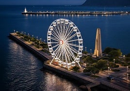 Simulación de cómo quedará la noria instalada en la muelle Churruca.