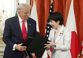 Donald Trump y la primera ministra japonesa, Sanae Takaichi.