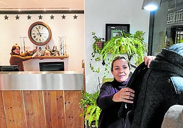 Yayo, al fondo, y Paz retocan varias piezas de su tienda.