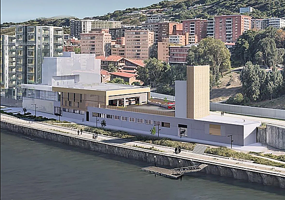 Infografía del futuro parque de bomberos de Deusto.