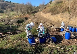 Retirada de lindane en el antiguo vertedero de Artxanda.