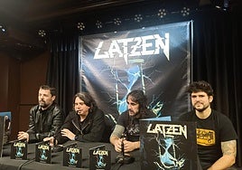Los integrantes de Latzen esta mañana en la presentación de su tercer disco.