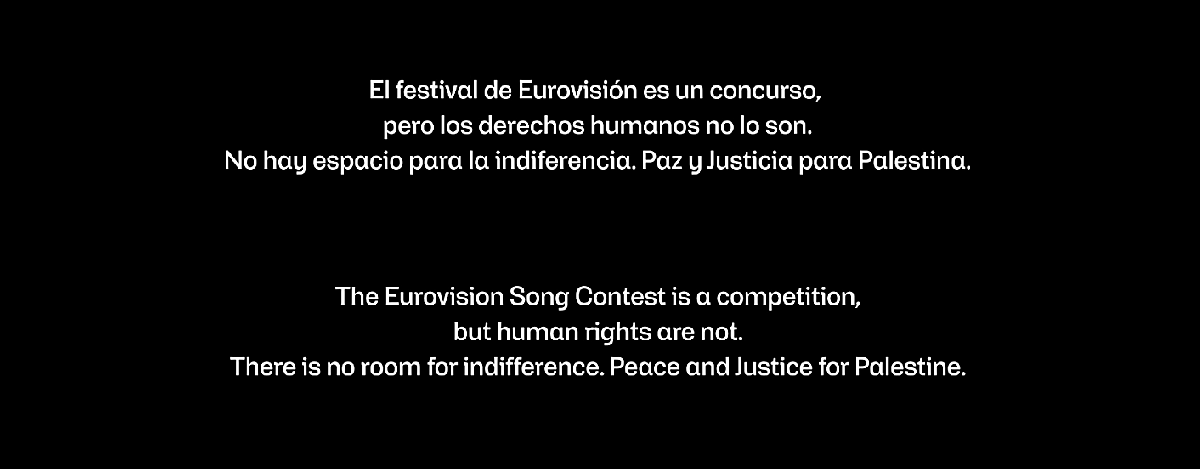 RTVE repite el mensaje de «paz y justicia para Palestina» a la hora que emitirían Eurovisión