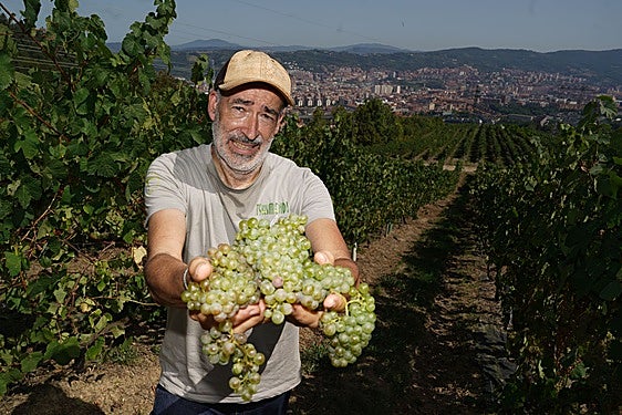El único txakoli de Bilbao nace en laderas de vértigo del 40%