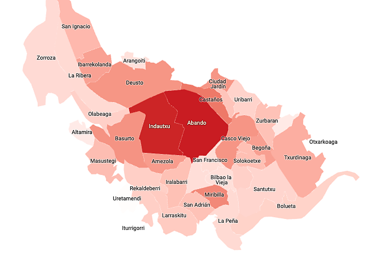 Consulta barrio a barrio los ingresos de las familias de Bilbao