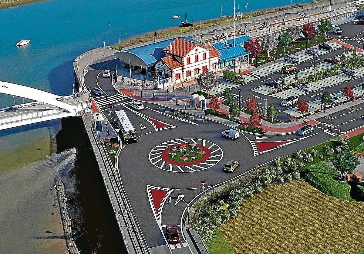 Las obras de la rotonda junto al metro de Plentzia obligan a cerrar un parking hasta abril
