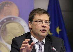 El primer ministro letón, Valdis Dombrovskis, hoy, en Bruselas. / Efe