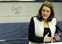 Soraya Rodríguez, durante la rueda de prensa. / Chema Moya (Efe)