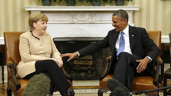 Merkel y Obama, en la reunión de hoy.