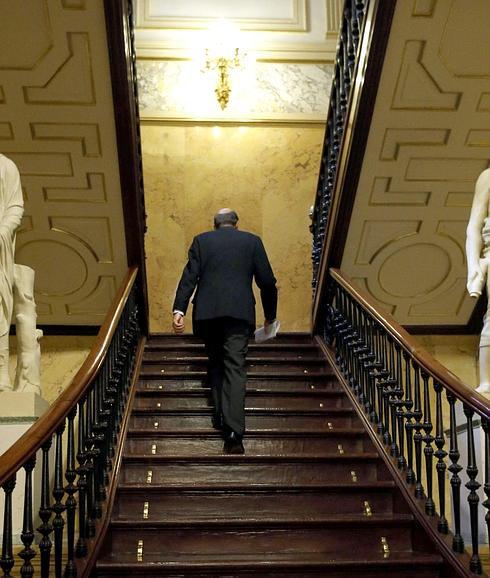 El líder del PSOE, Alfredo Pérez Rubalcaba, hoy en el Congreso