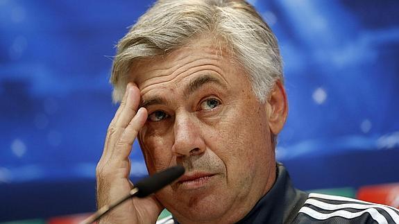 Ancelotti, en rueda de prensa. 