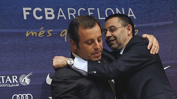 Sandro Rosell (i) y Josep Maria Bartomeu. 