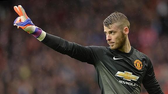 David de Gea en un partido con el Manchester United. 