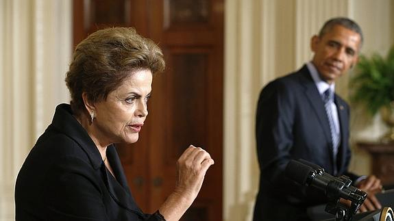 Dilma Rousseff, durante una rueda de prensa en la Casa Blanca.