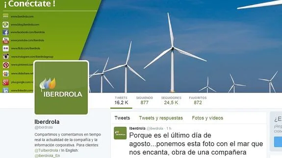 Imagen de la cuenta oficial de Twitter de Iberdrola.