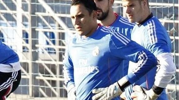 Keylor Navas, en un entrenamiento con el Real Madrid. 