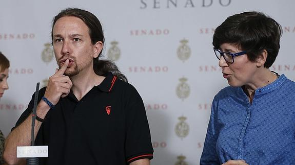 Pablo Iglesias, ayer en el Senado.