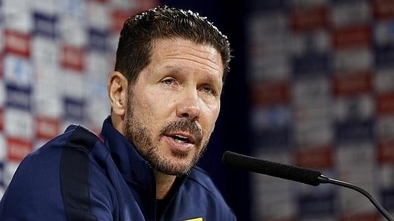 Diego Simeone, durante la rueda de prensa previa al derbi. 