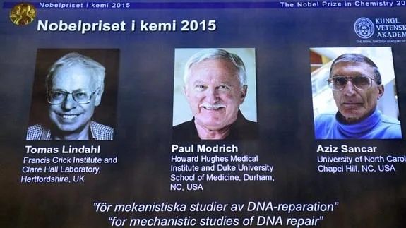 Retrato de los tres ganadores del Nobel. 