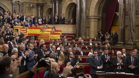 El Parlamento de Cataluña, tras la aprobación de la moción soberanista.