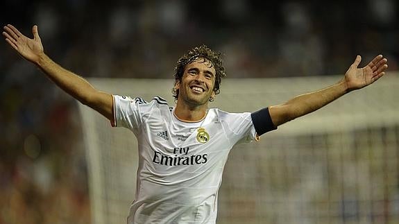 Raúl, en su partido homenaje, durante el Trofeo Santiago Bernabéu.