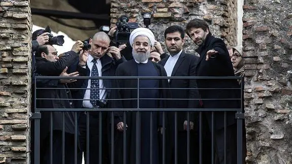 El presidente de Irán, durante su visita al Coliseo. 