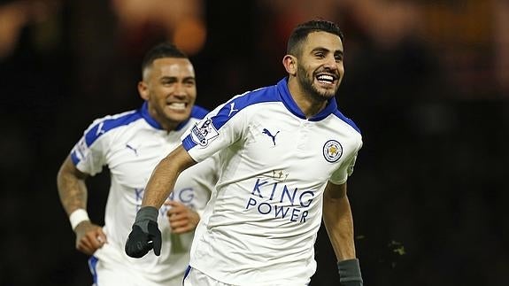 Mahrez, celebra un tanto. 