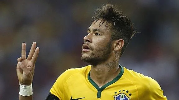 Neymar, en un partido con la selección brasileña. 