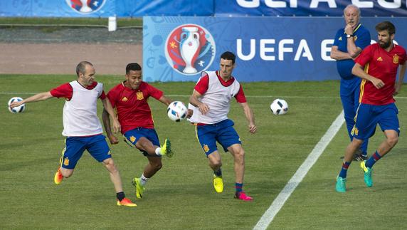 Entrenamiento de la selección española. 