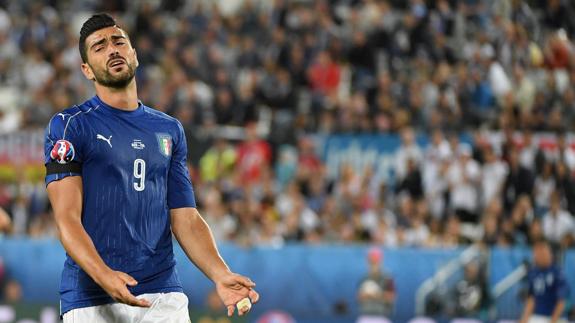 Pellè, durante el partido contra Alemania en la Eurocopa. 