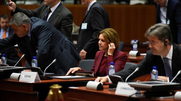 María Dolores de Cospedal, en Bruselas.