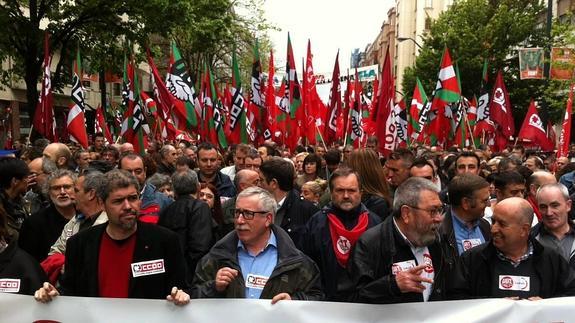 Ignacio Fernández Toxo y Cándido Méndez encabezan la manifestación.