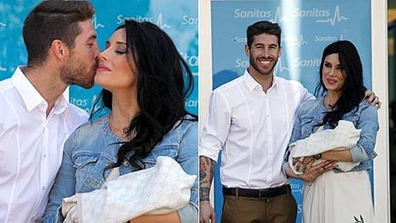 Pilar Rubio y Sergio Ramos, a la salida del hospital.