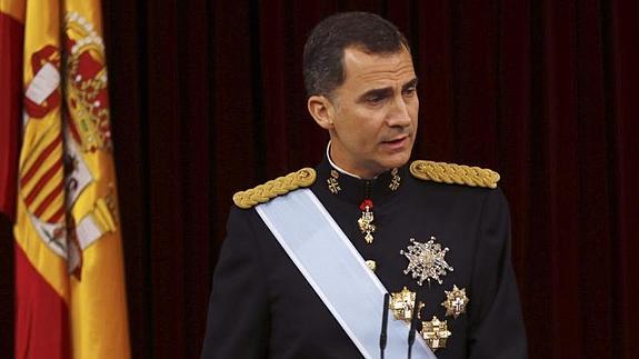El Rey Felipe VI, durante su discurso en el Congreso.
