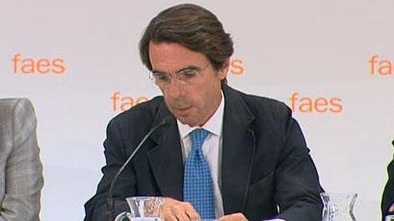 José María Aznar durante la conferencia. 