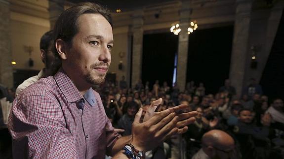 Pablo Iglesias, en la presentación de su libro 'Disputar la democracia'.