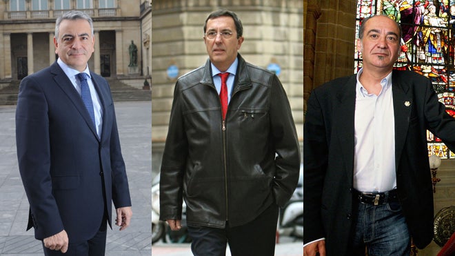 Javier de Andrés, José Luis Bilbao y Martin Garitano, diputados generales de Álava, Bizkaia y Gipuzkoa respectivamente. 