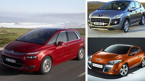 El Citroen C4 es el modelo más vendido en Euskadi, junto con el Renault Megane (derecha, arriba) y el Peugeot 3008 (derecha-abajo)
