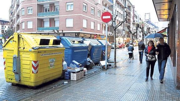 Varios contenedores ubicados en una calle de la localidad.