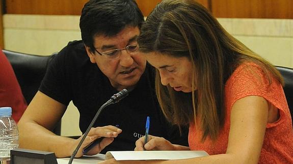 Patxi Lazcoz y Maite Berrocal, en una comisión municipal. IOSU ONANDIA