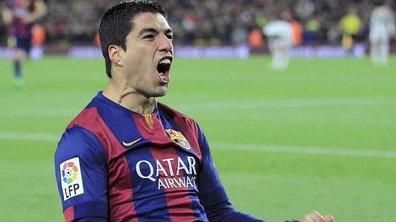 Luis Suárez celebra su decisivo gol. 