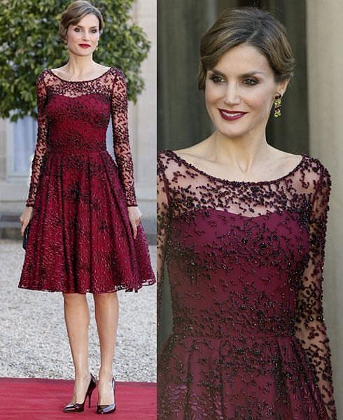 Vestido en tul e hilo bordado que hace unas semanas lució la Reina Letizia en su desfile parisino.