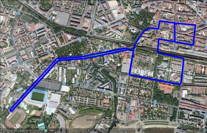 Plano de la carrera nocturna de San Juan, en Vitoria. 