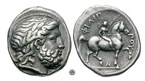 Monedas con la imagen de Filipo II.