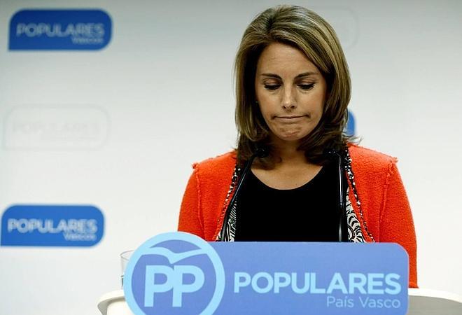 Arantza Quiroga, durante la rueda de prensa en la que ha anunciado su dimisión.