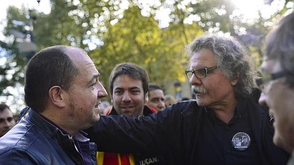 Joan Tardà, en la manifestación con Pernando Barrena. 