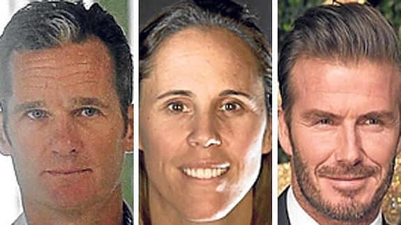 Iñaki Urdangarín, Amaya Valdemoro y David Beckham.