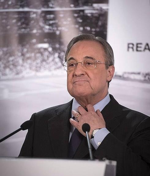 Florentino Pérez durante la rueda de prensa ofrecida esta semana.